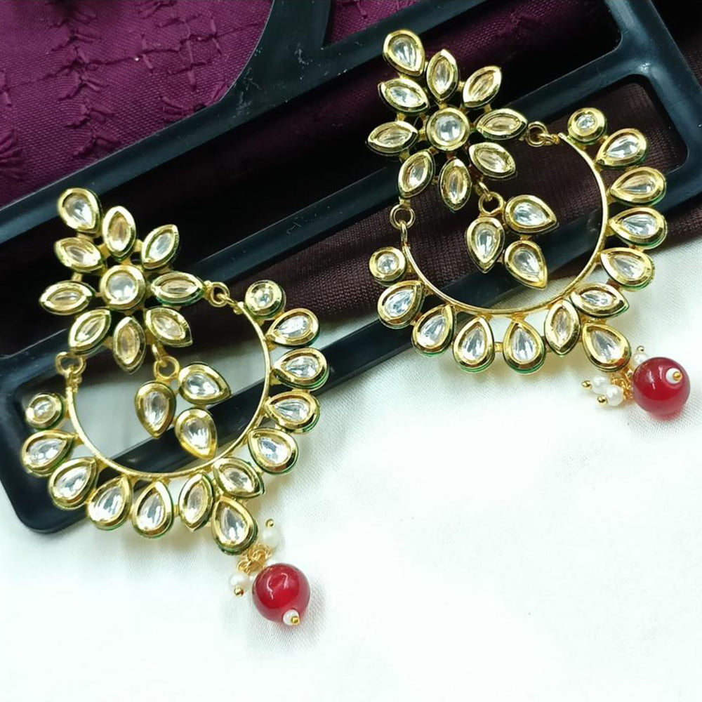 NAFJ Designer Kundan Pearl Beads Dangler Earrings for Women