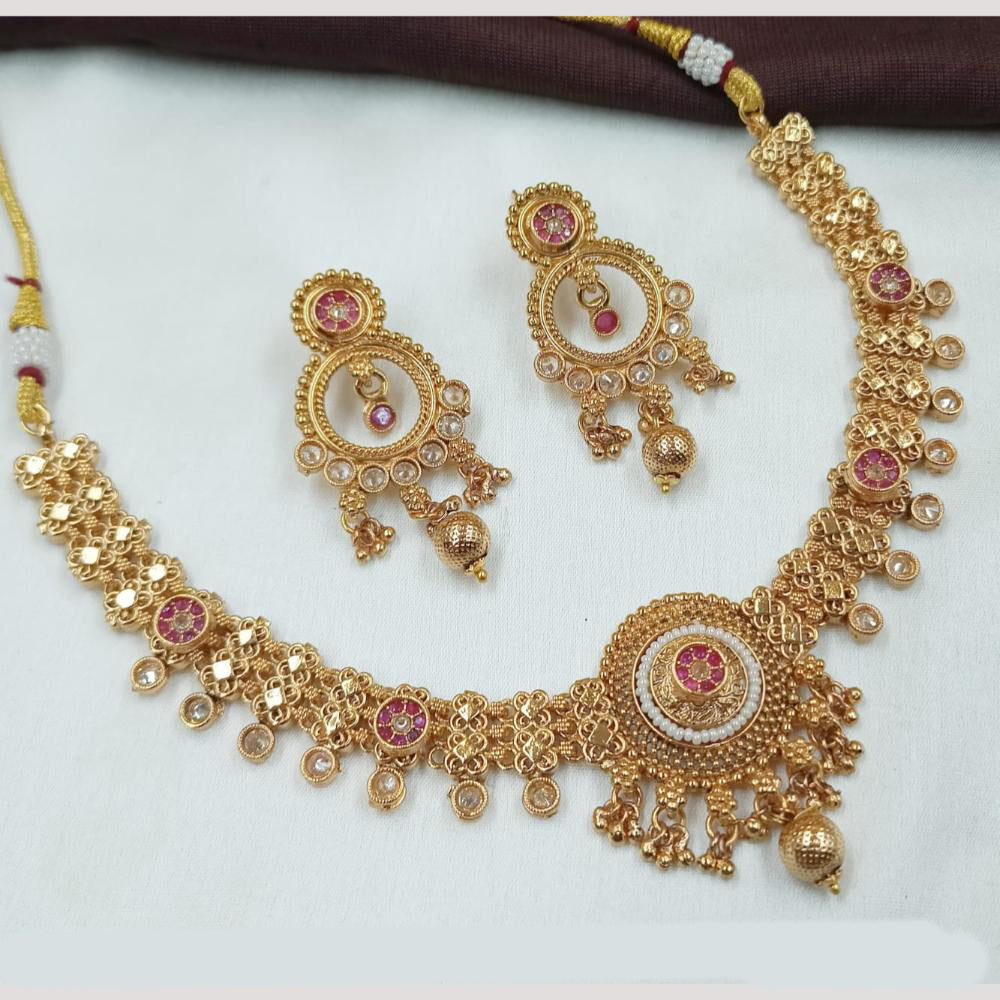 NAFJ Elegant Crystal Beads & Pearl Designer Necklace Set