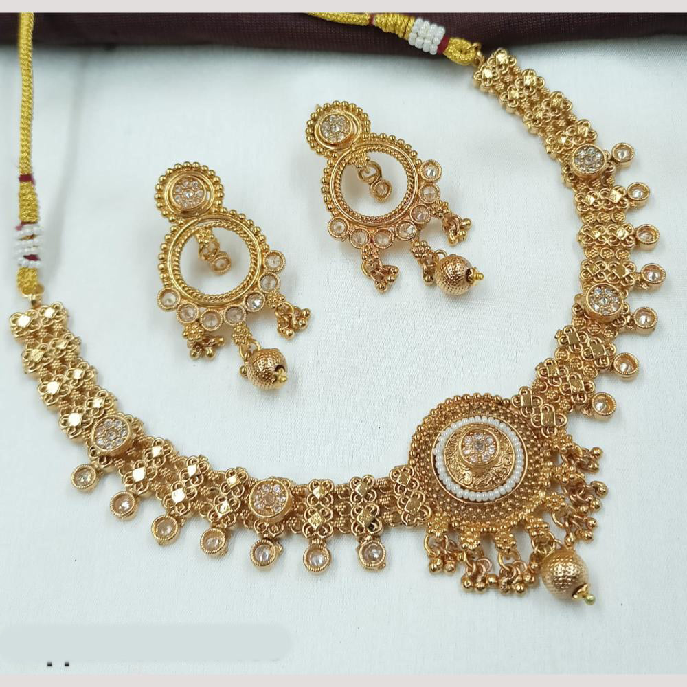 NAFJ Elegant Crystal Beads & Pearl Designer Necklace Set