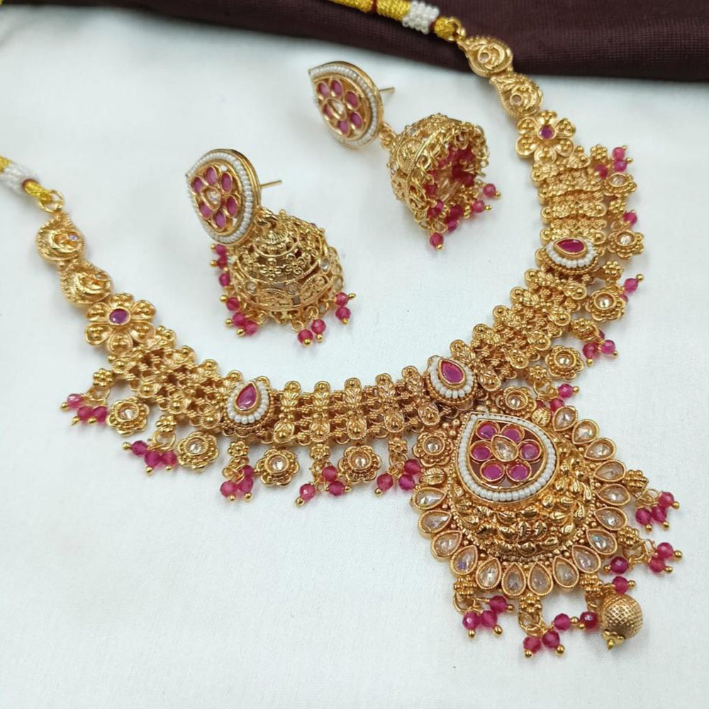 NAFJ Elegant Crystal Beads & Pearl Designer Necklace Set