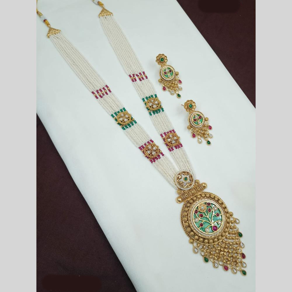 NAFJ Pota Stone And Pearl Long Necklace Set