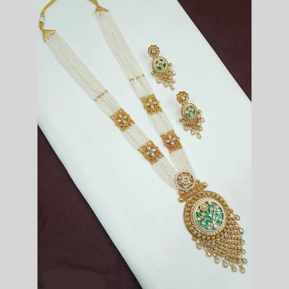 NAFJ Pota Stone And Pearl Long Necklace Set