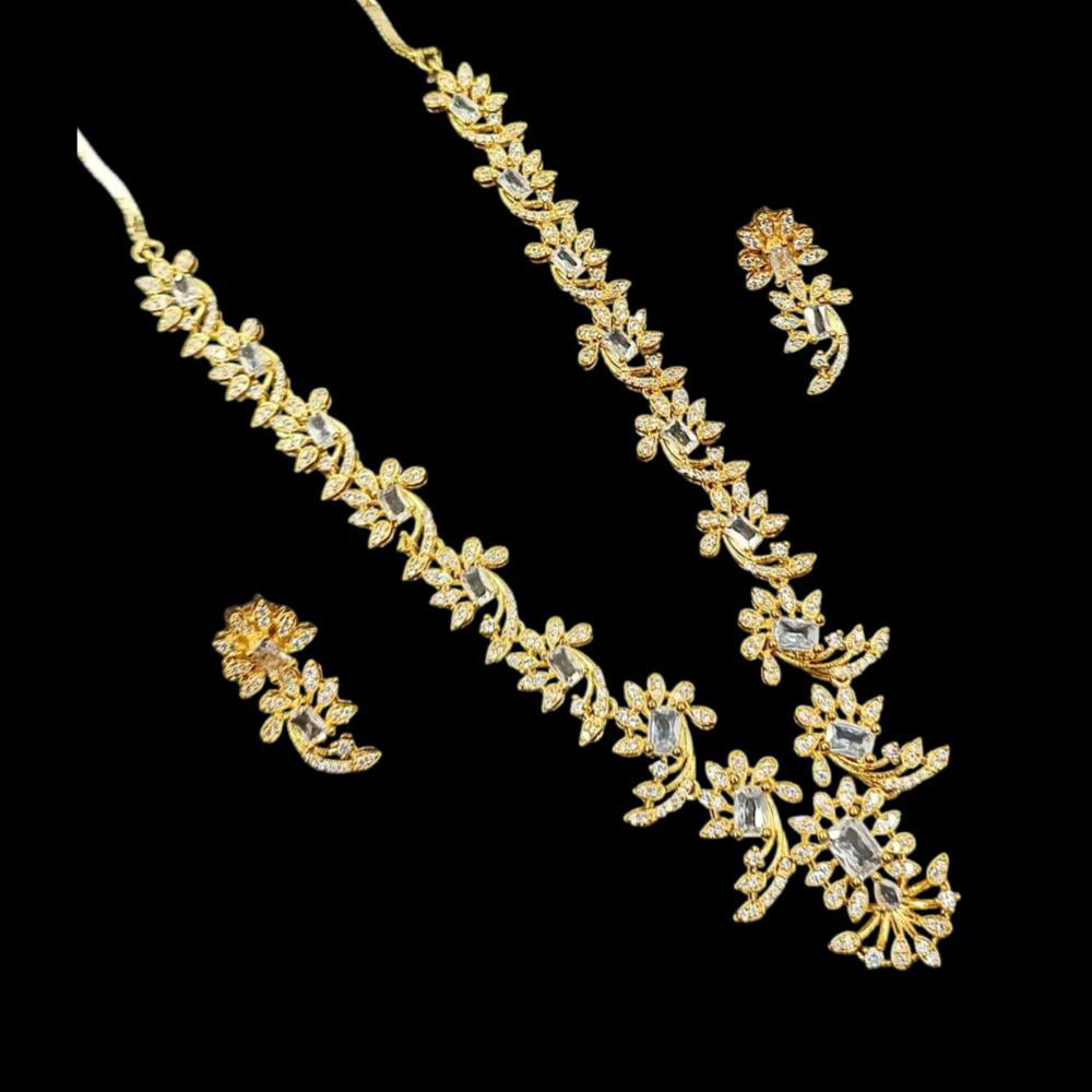 NAFJ Sparkling American Diamond Necklace Set