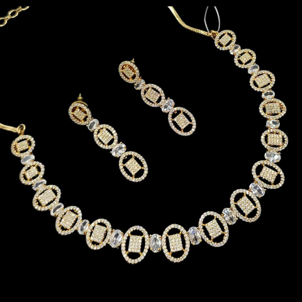 NAFJ Sparkling American Diamond Necklace Set