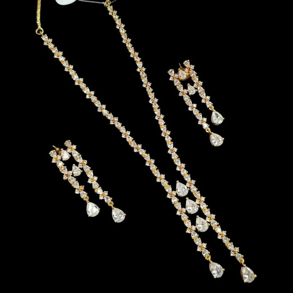 NAFJ Sparkling American Diamond Necklace Set