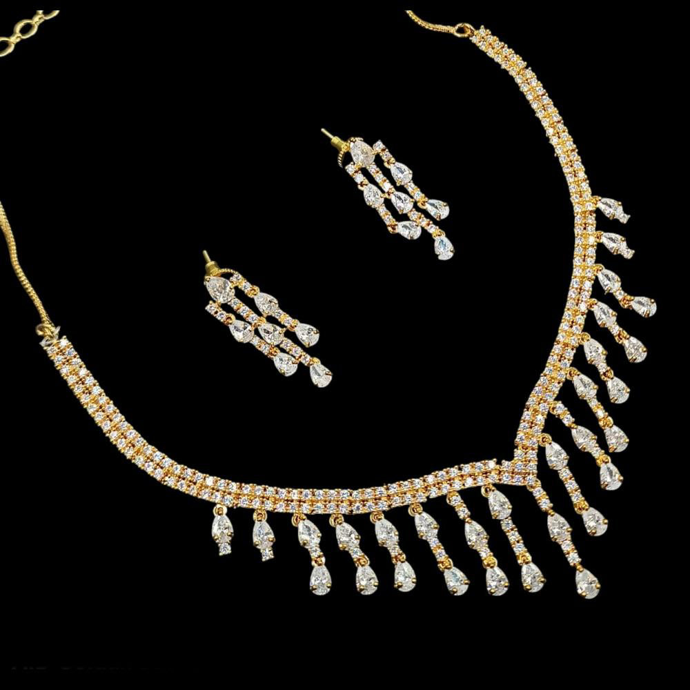 NAFJ Sparkling American Diamond Necklace Set