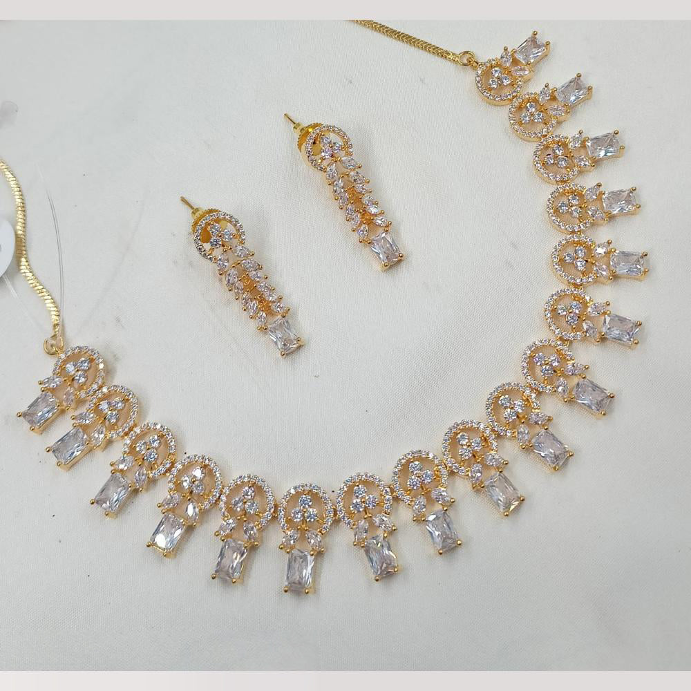 NAFJ Sparkling American Diamond Necklace Set