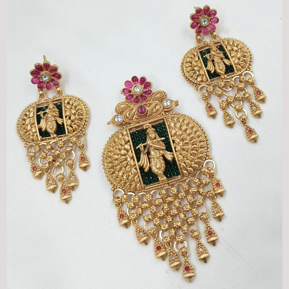 NAFJ Royal Pota Stone And Pearl Temple Pendant Set
