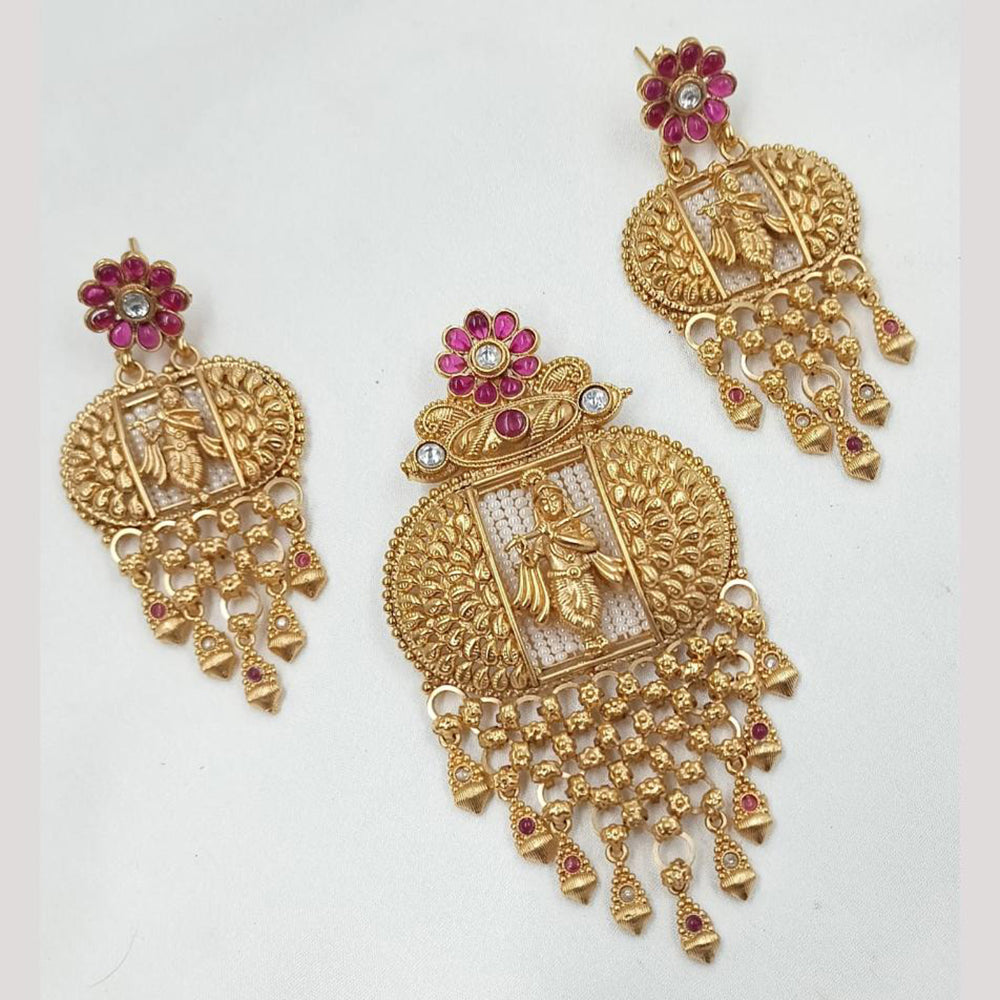 NAFJ Royal Pota Stone And Pearl Temple Pendant Set