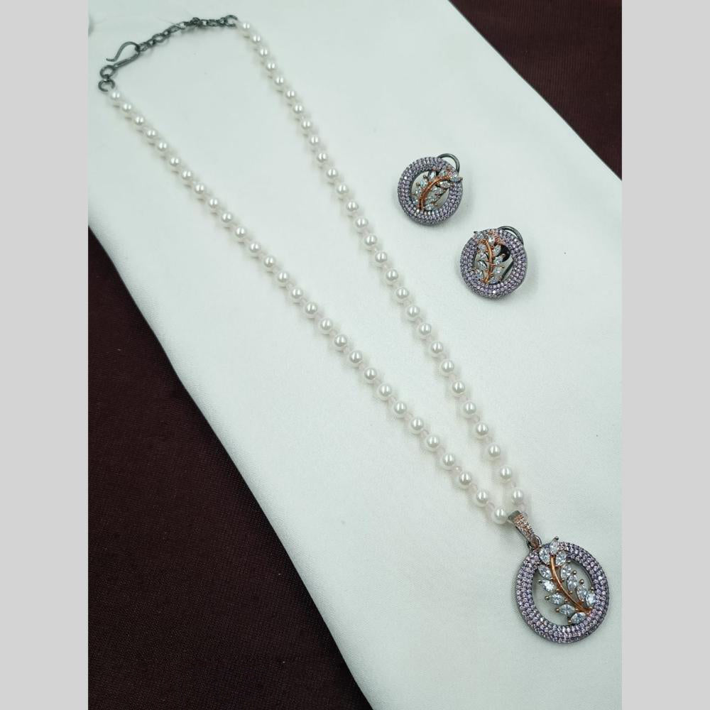 NAFJ Crystal And Beads Long Necklace Set