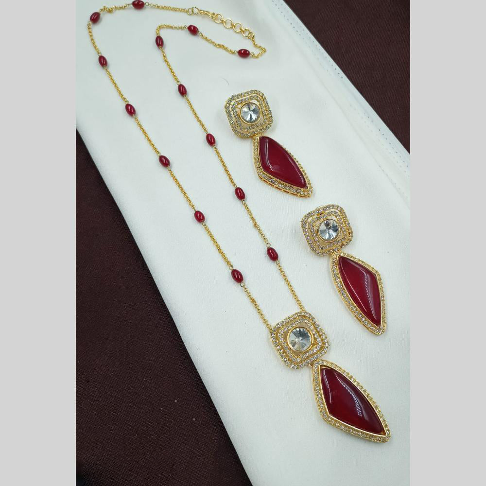 NAFJ Crystal And Beads Long Necklace Set