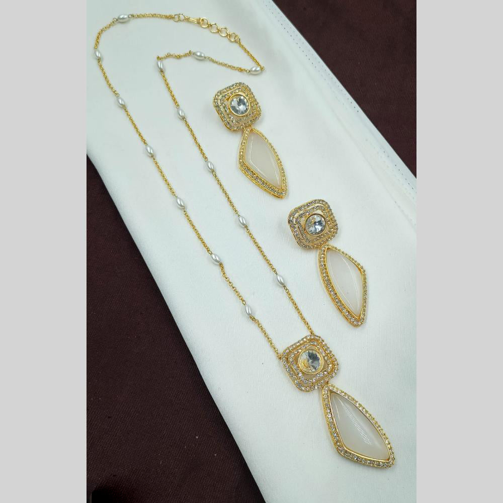 NAFJ Crystal And Beads Long Necklace Set