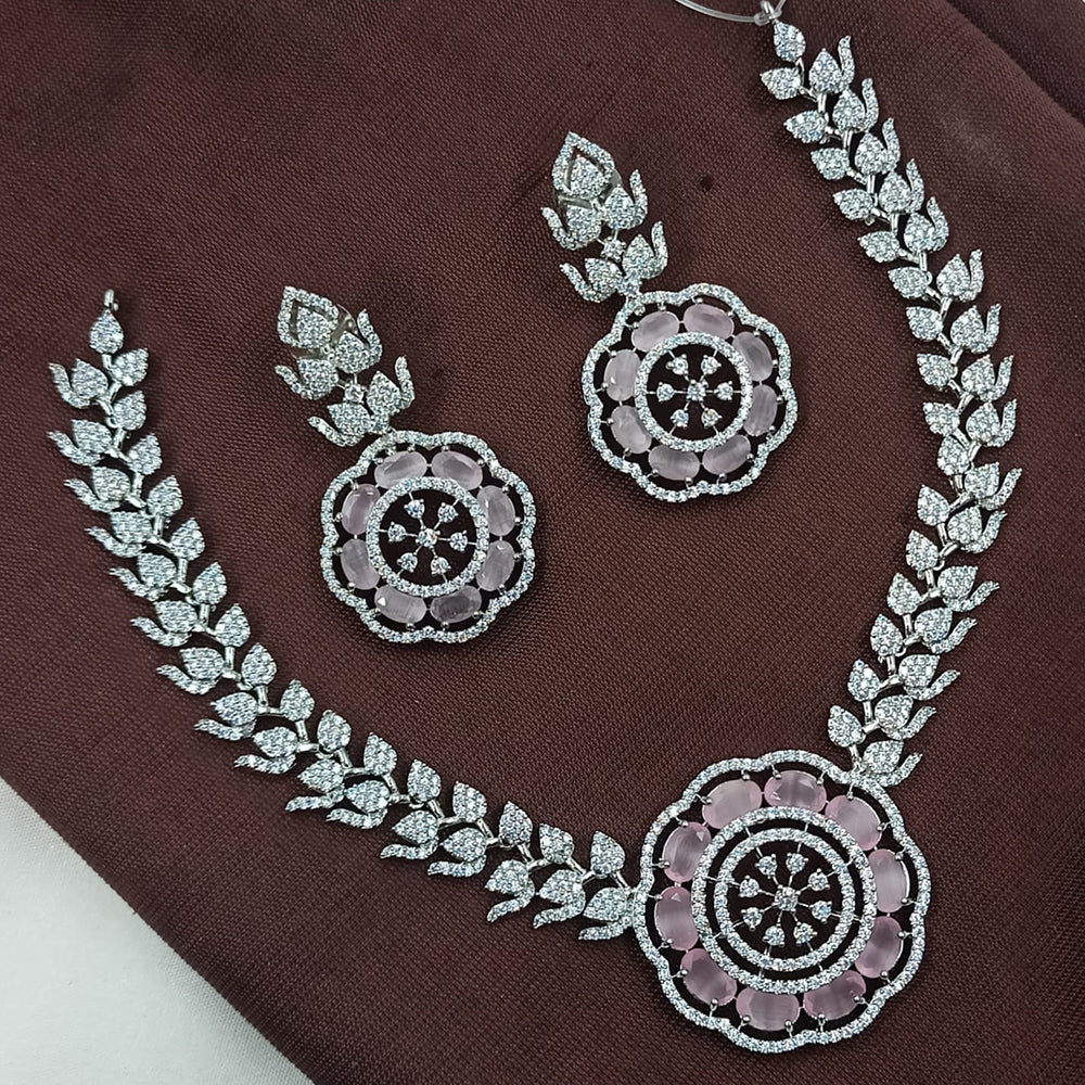 NAFJ Festive Sparkle American Diamond Necklace Set for Celebrations