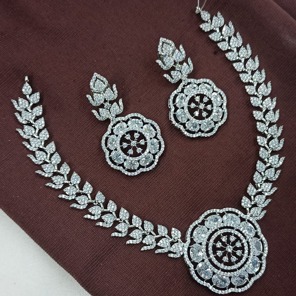 NAFJ Festive Sparkle American Diamond Necklace Set for Celebrations