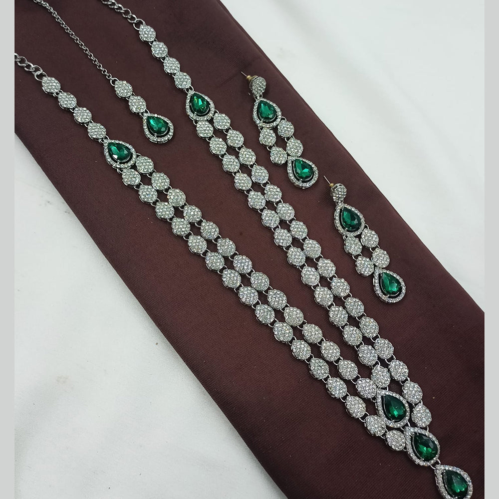 NAFJ Luxury Long Necklace Set Sparkle with Austrian Stones