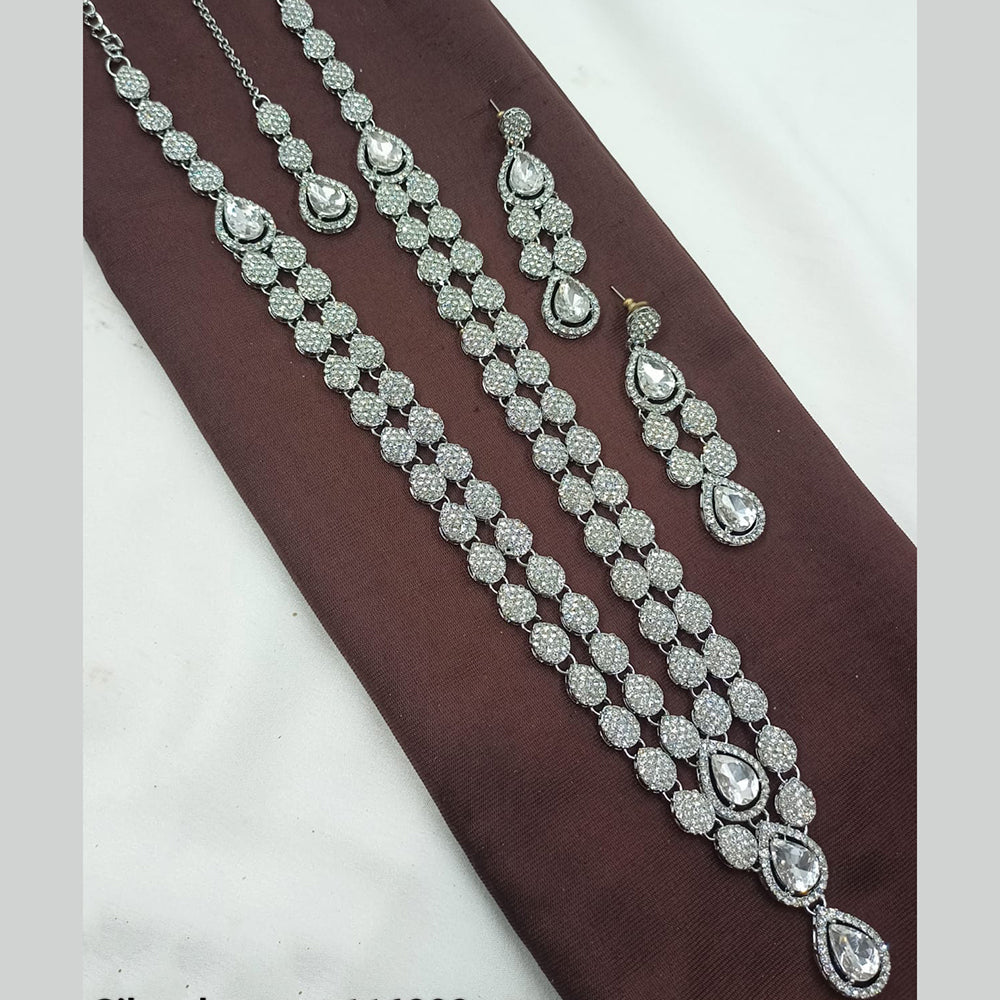 NAFJ Luxury Long Necklace Set Sparkle with Austrian Stones