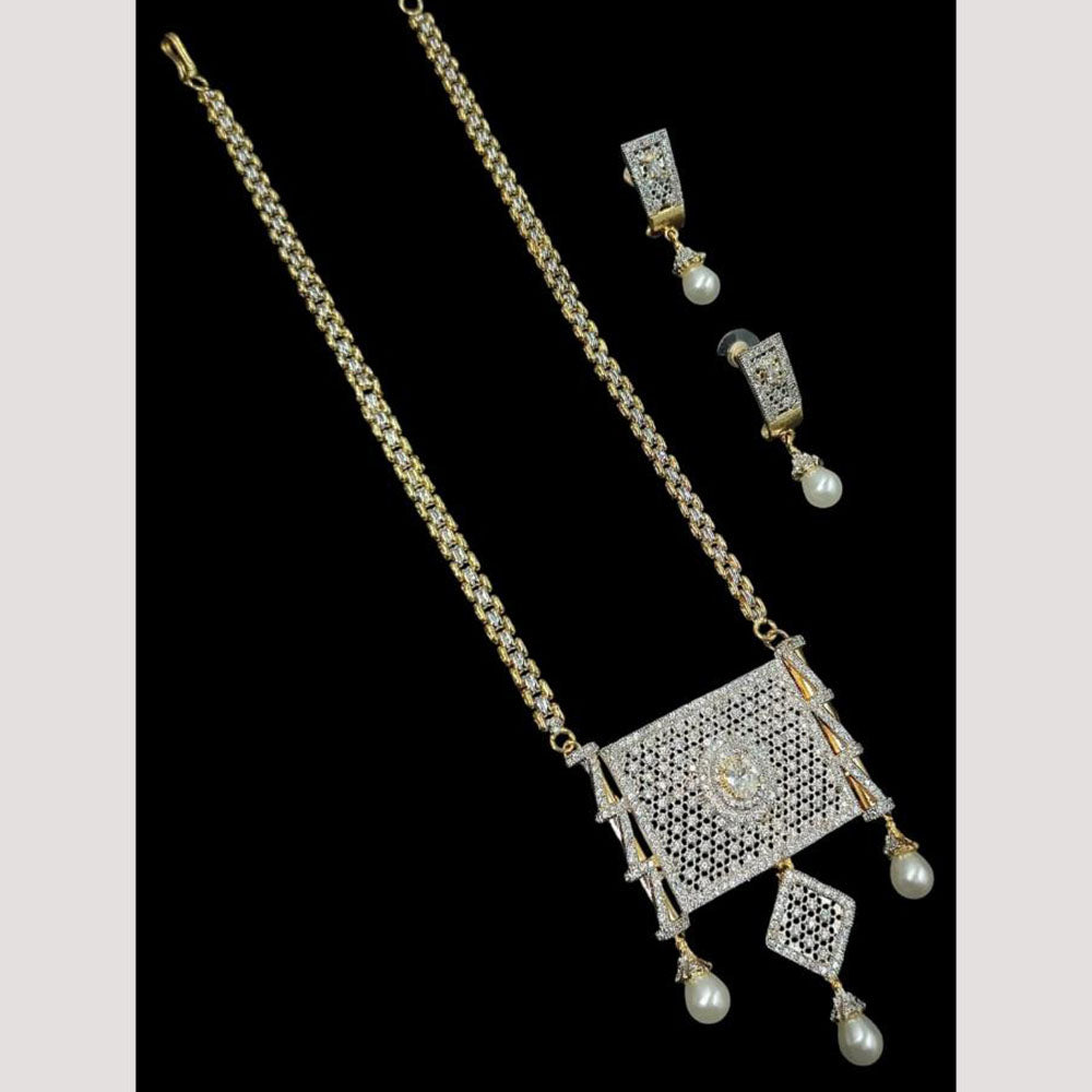 NAFJ Rhodium Plated Luxury Sparkle Austrian Stone Long Necklace Set