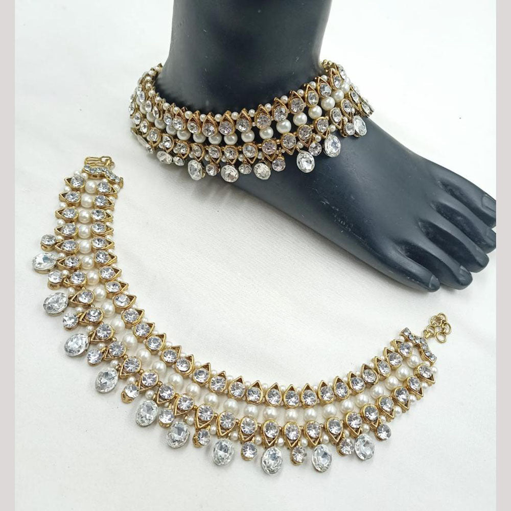 NAFJ Anklet Crystal Stone And Pearl Anklet \ Payal Beauty for Your Feet