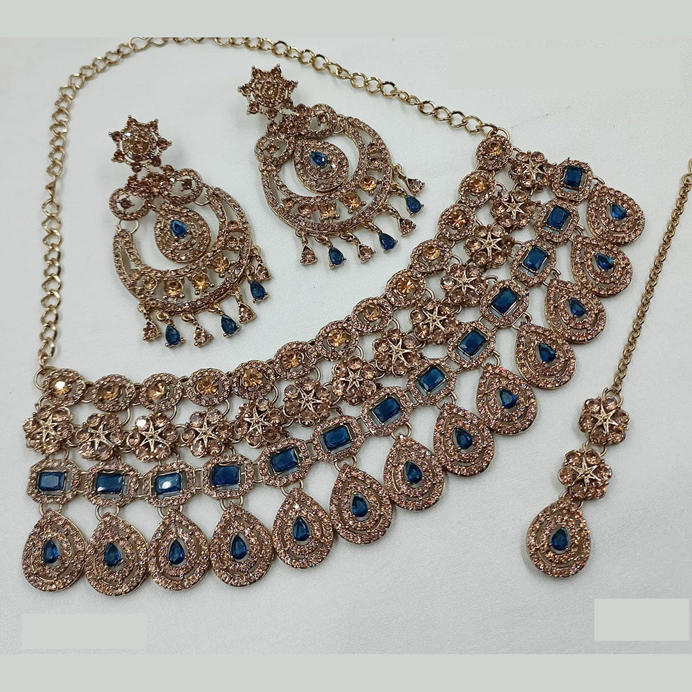 NAFJ Traditional Crystal And Austrain Stone Choker Necklace Set For All Occassions