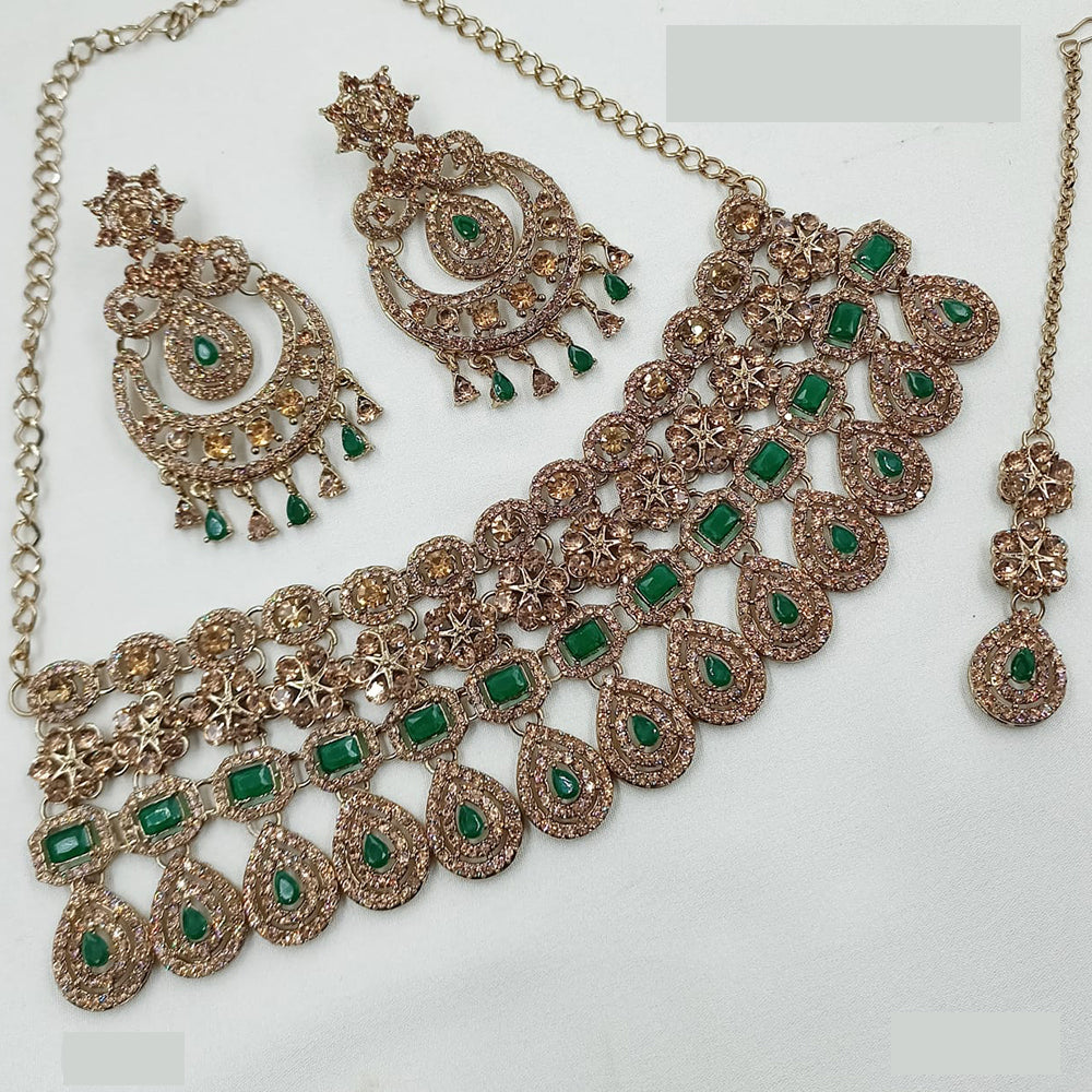 NAFJ Traditional Crystal And Austrain Stone Choker Necklace Set For All Occassions