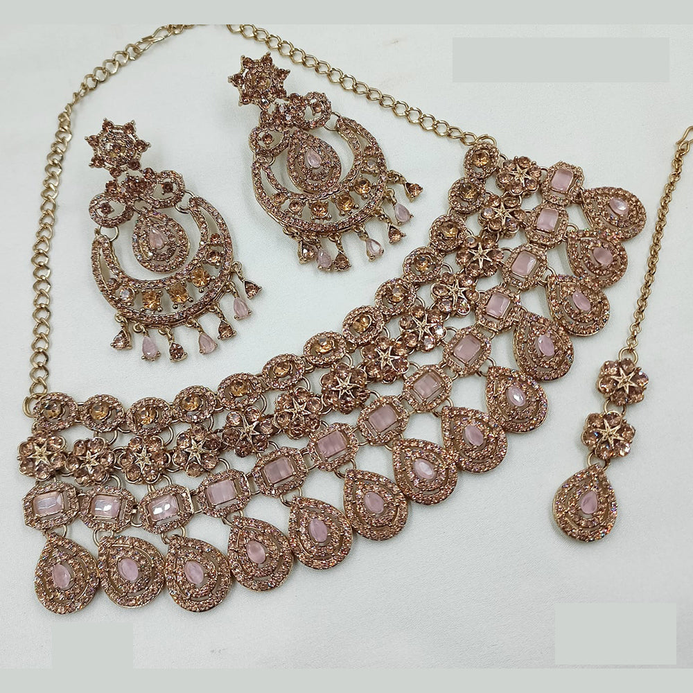 NAFJ Traditional Crystal And Austrain Stone Choker Necklace Set For All Occassions