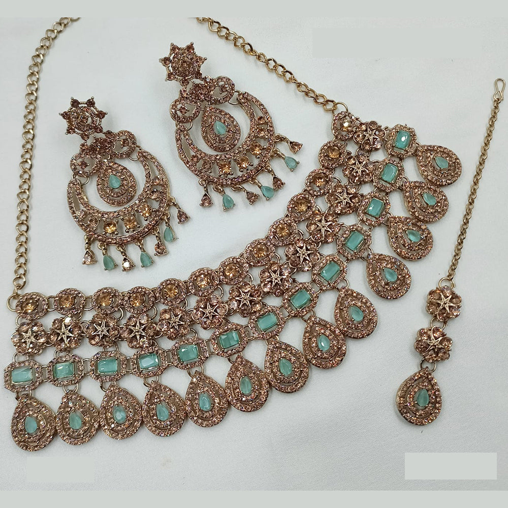 NAFJ Traditional Crystal And Austrain Stone Choker Necklace Set For All Occassions