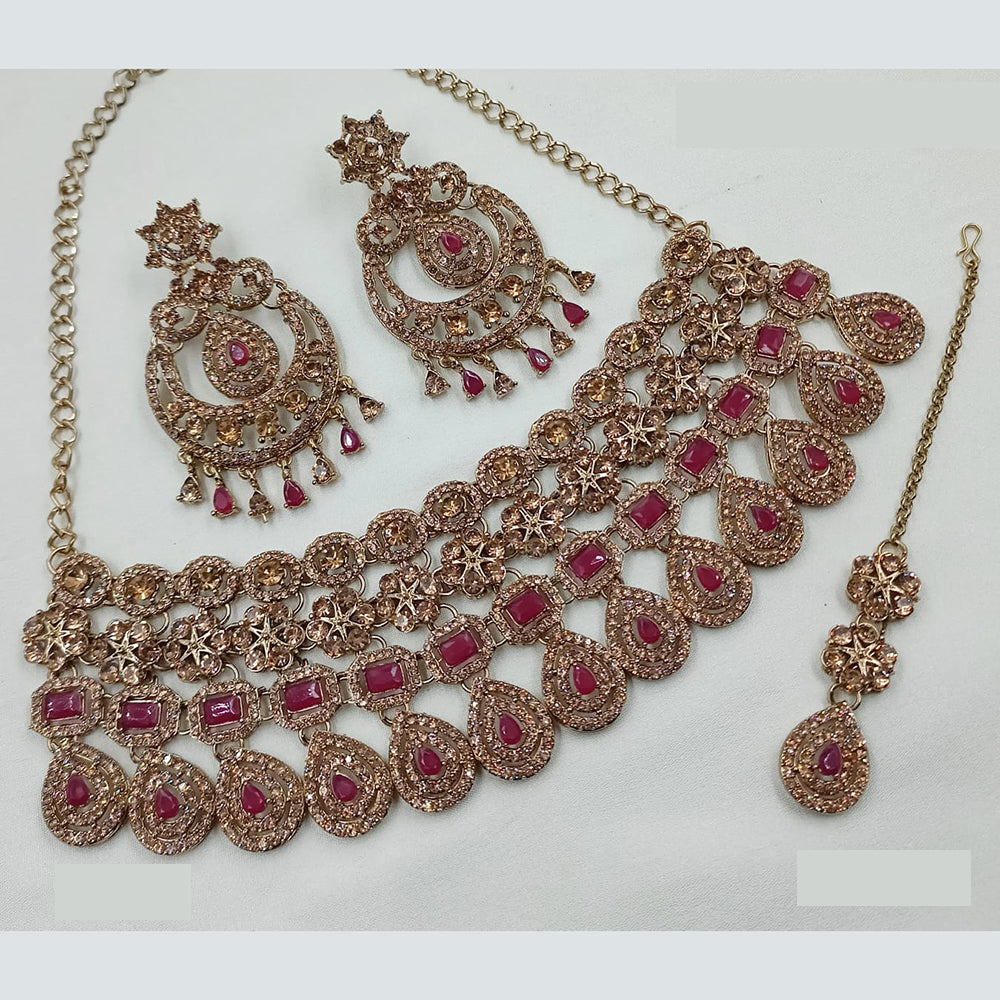 NAFJ Traditional Crystal And Austrain Stone Choker Necklace Set For All Occassions