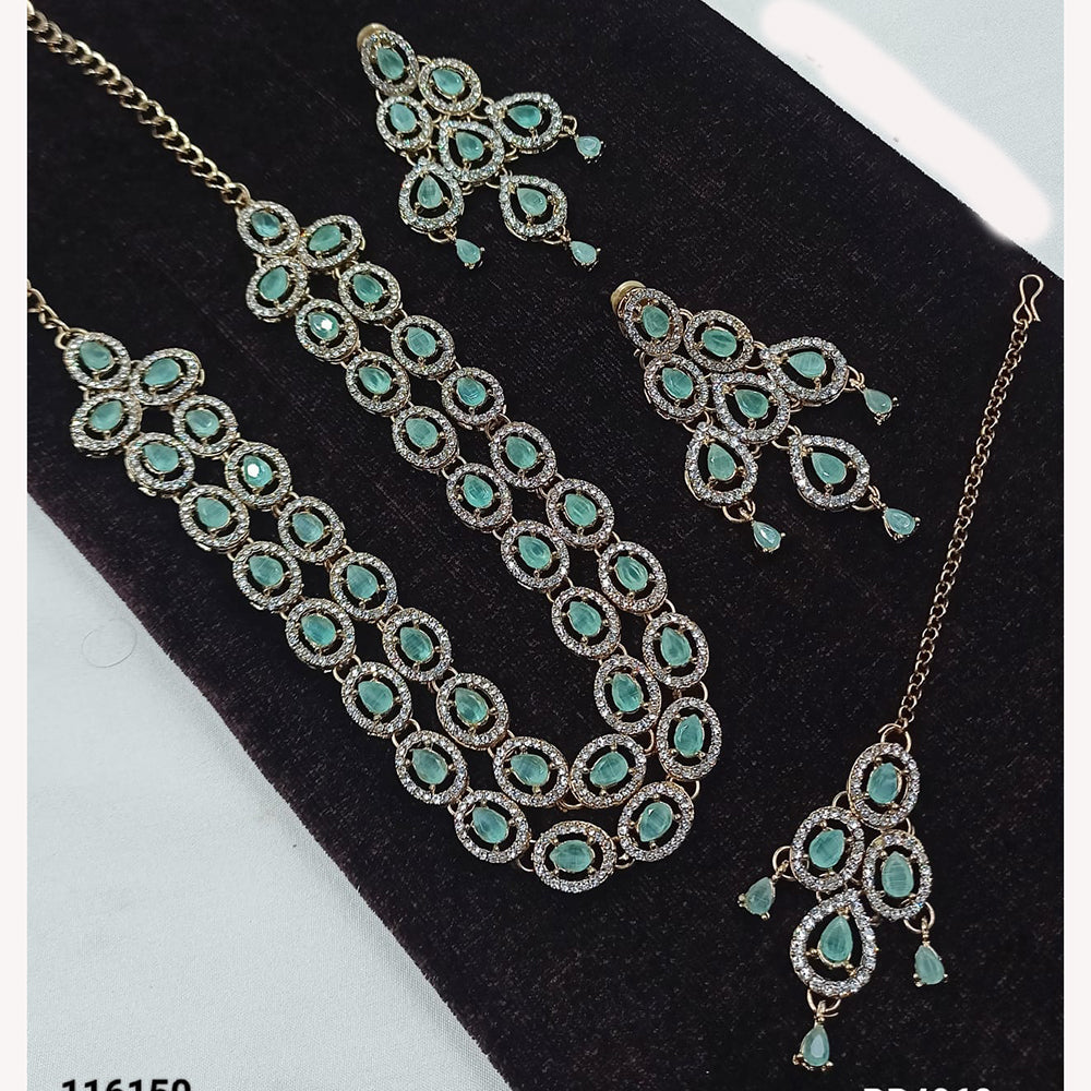 NAFJ Designer American Diamond Long Necklace Set with Intricate Craftsmanship for Weddings