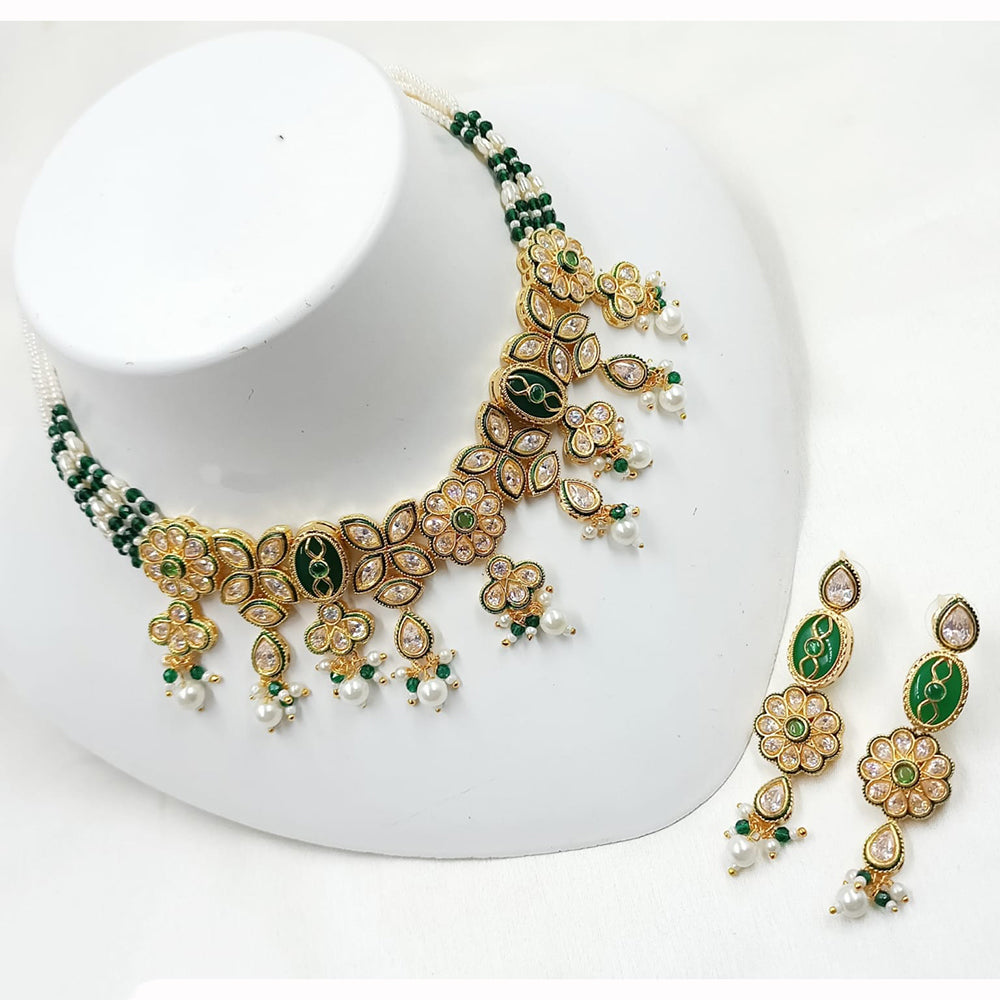 NAFJ Shimmering Crystal And Pota Stone Pearl Beaded Necklace Set