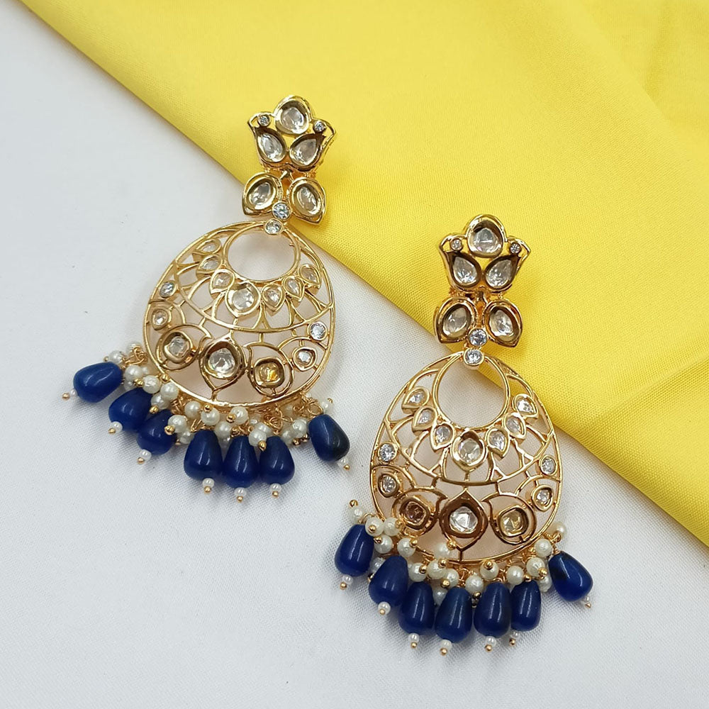 NAFJ Grand Polki Kundan Pearl And Beads Dangler Earrings