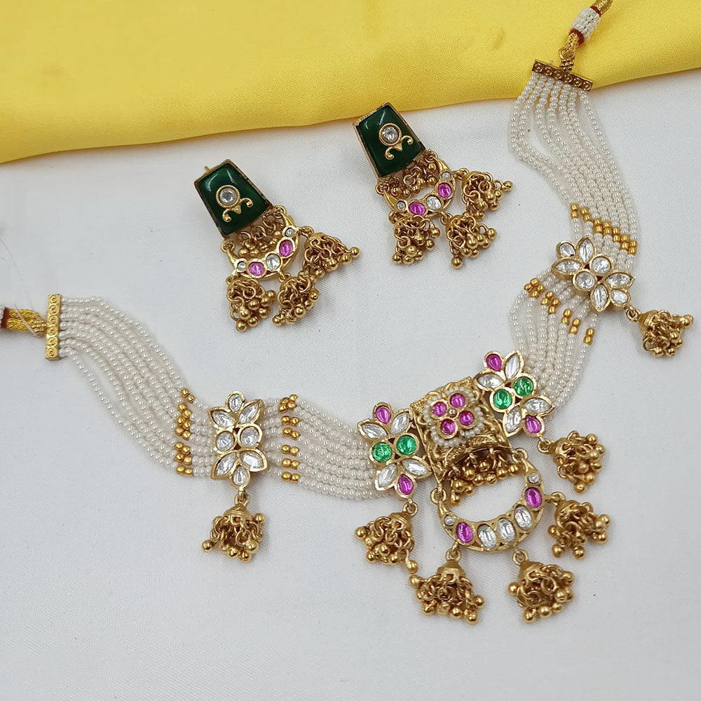 NAFJ Premium Pota Stone And Pearl Necklace Set