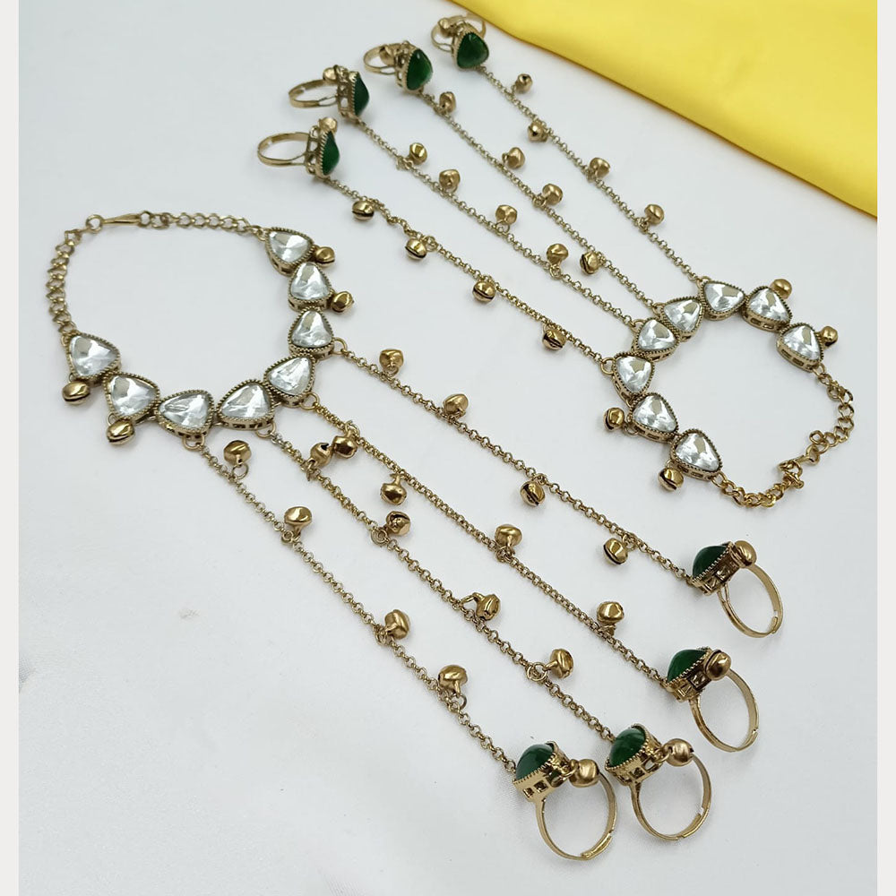 NAFJ Kundan Stone And Ghungroo Designer Hand Harness