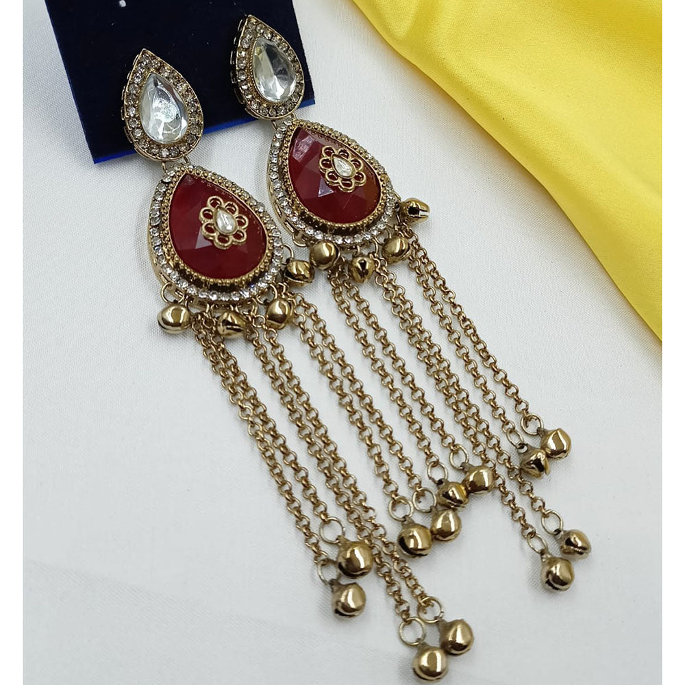 NAFJ Indo Ethnic Kundan Stone And Ghungroo Kashmiri Earrings