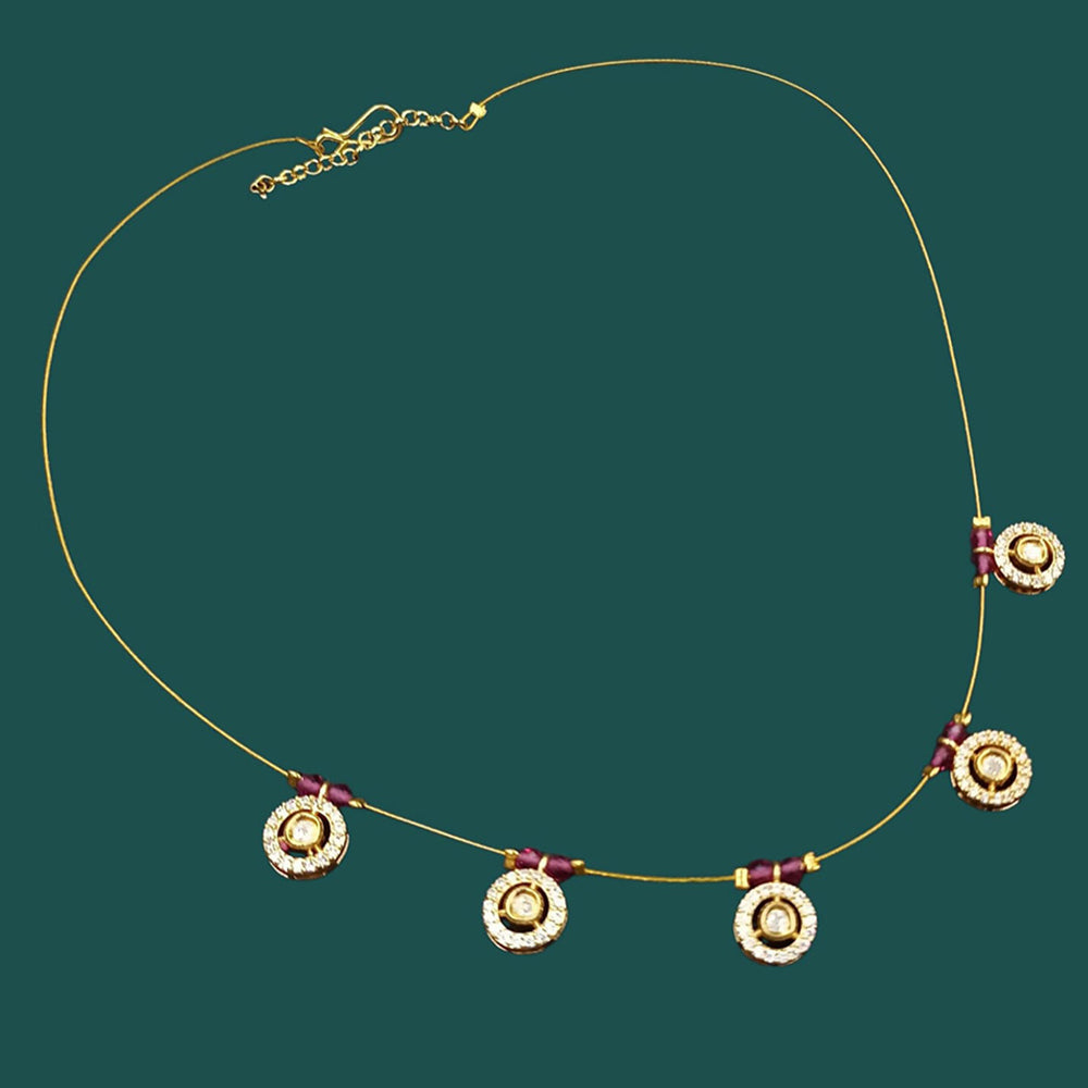 NAFJ Lightweight Floating Chain Austrian And Pearl Fancy Necklace Set For All Occassions