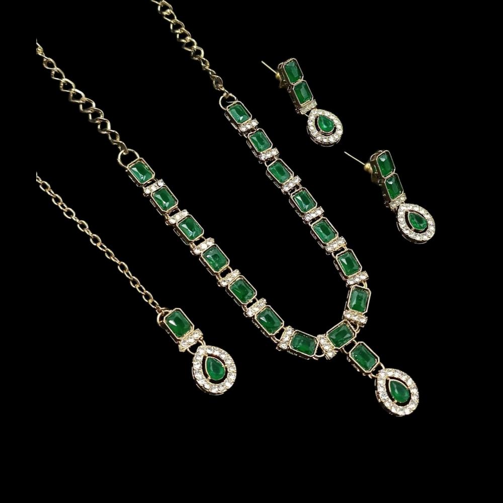 NAFJ Glamorous Crystal Stone Designer Necklace Set