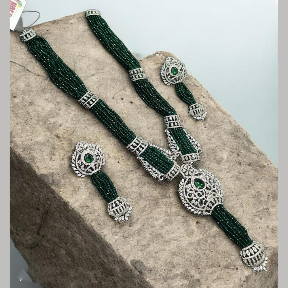 NAFJ Luxury Crystal Stone And Pearl Necklace Set for Women