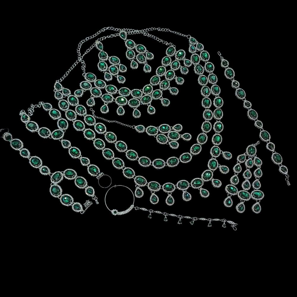 NAFJ Grand Crystal Stone And Austrian Stone Pearl And Beads Dreamy Bridal Set