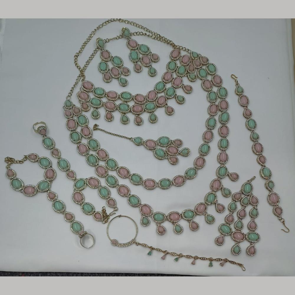 NAFJ Grand Crystal Stone And Austrian Stone Pearl And Beads Dreamy Bridal Set
