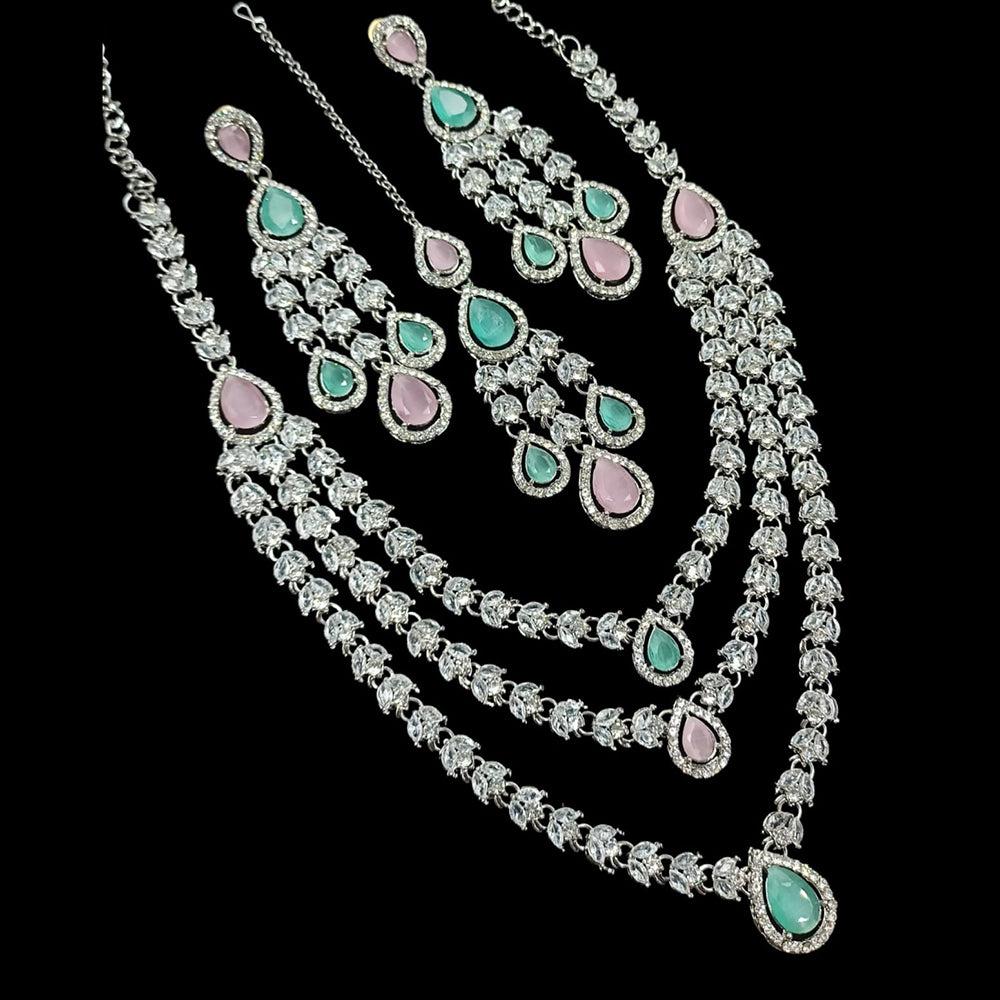 NAFJ Sparkling American Daimonds For Modern Elegance Necklace Set