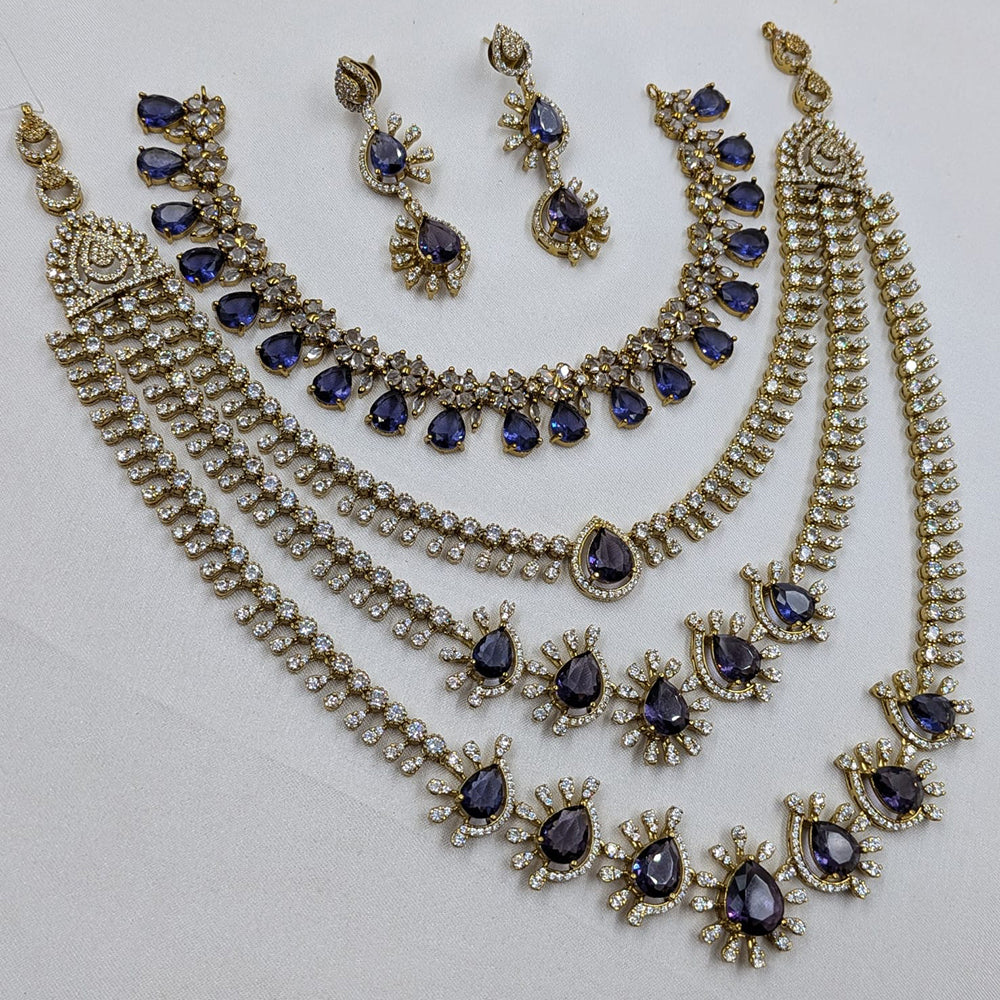 NAFJ Sparkling American Daimonds For Modern Elegance Double Necklace Set