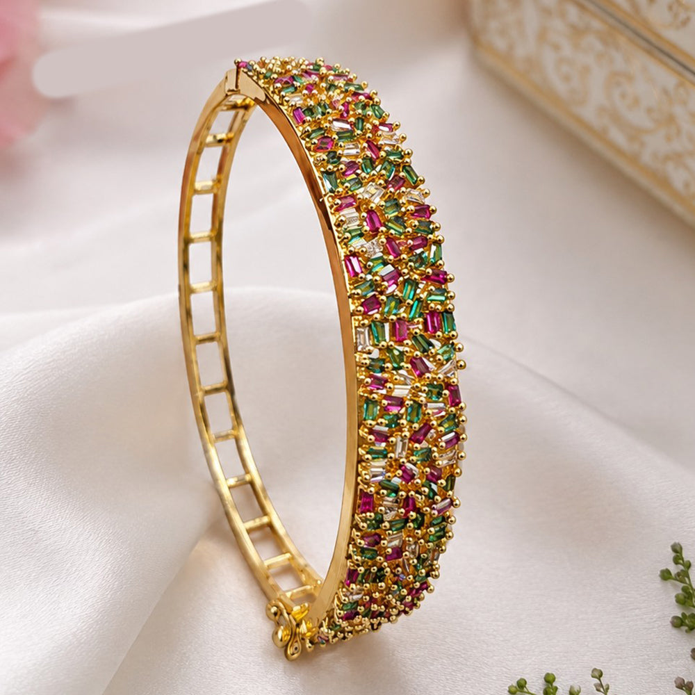 NAFJ Gold Plated American Diamond Openable Kada