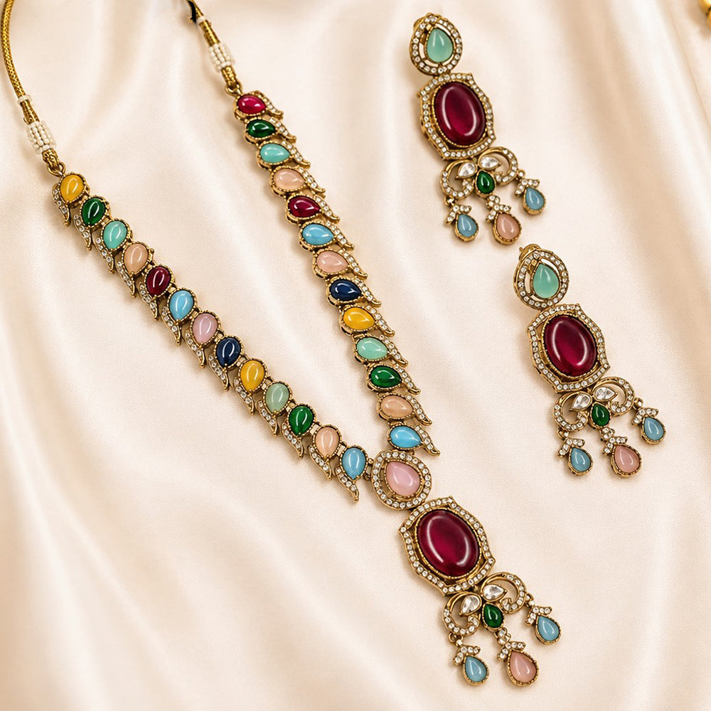NAFJ Graceful Monalisa And Austrian Stone Long Necklace Set