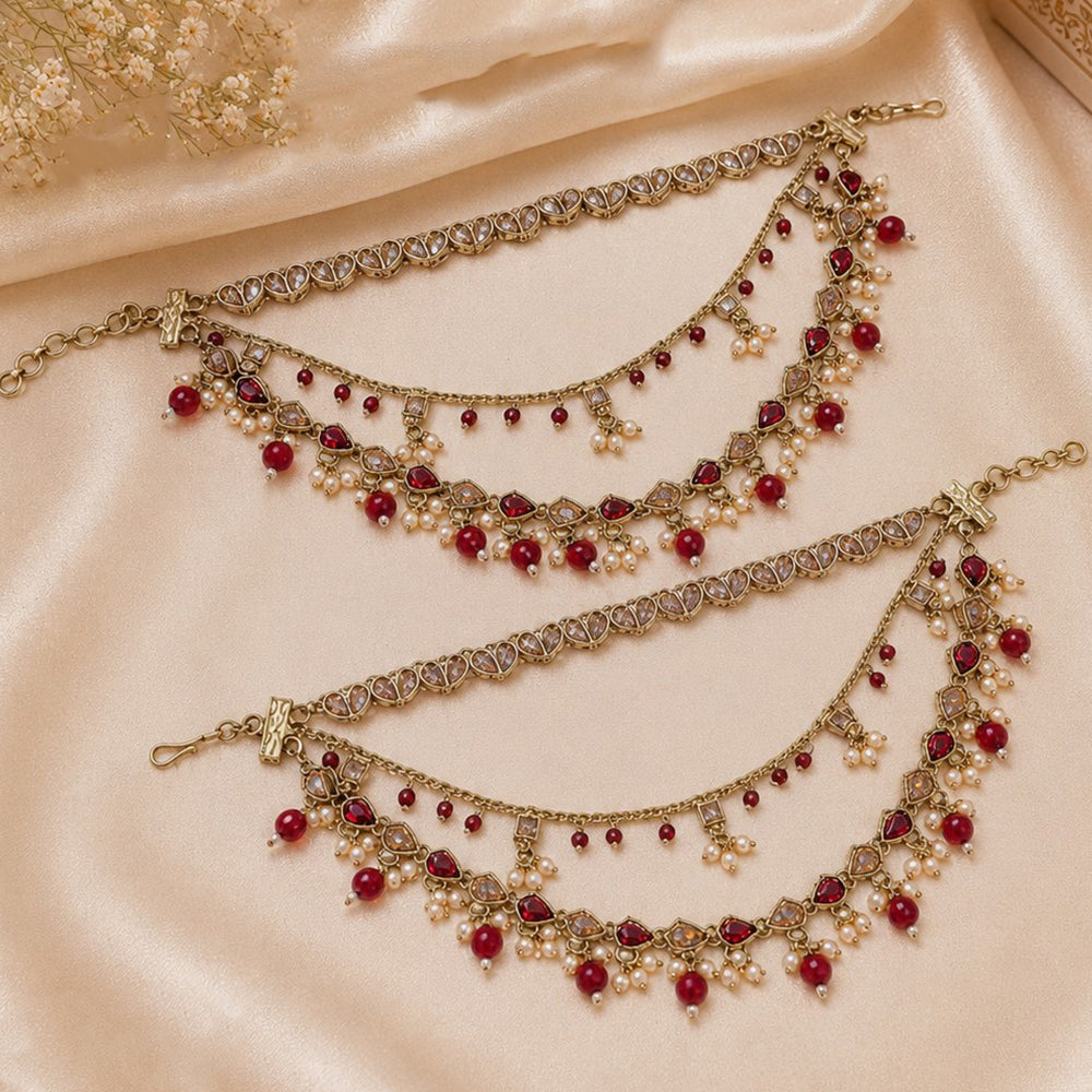 NAFJ Elegant Crystal Stone And Pearl Kanchain