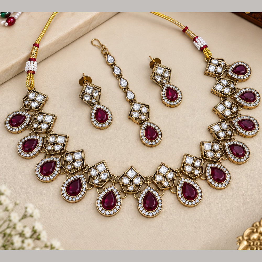 NAFJ Glamorous Crystal Stone Necklace Set