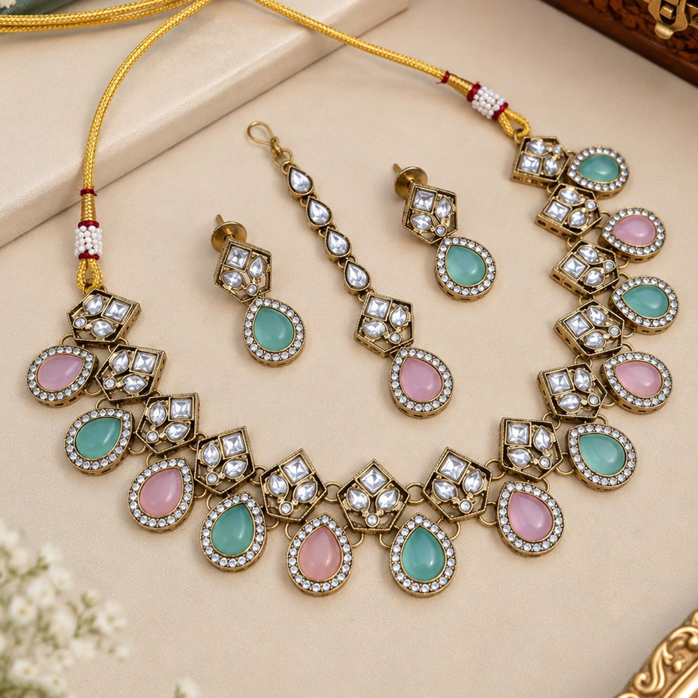 NAFJ Glamorous Crystal Stone Necklace Set