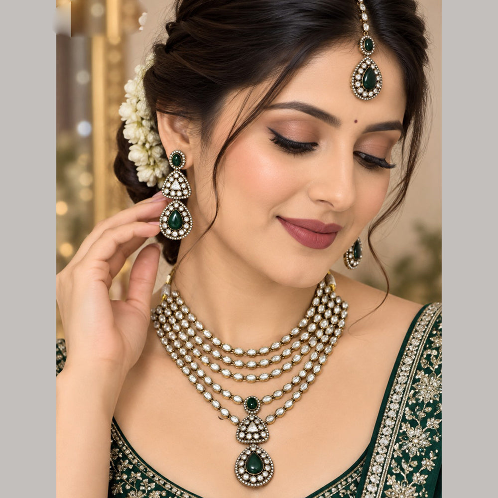 NAFJ Fashion Jewellery Kundan And Austrian Stone Necklace Set for Women