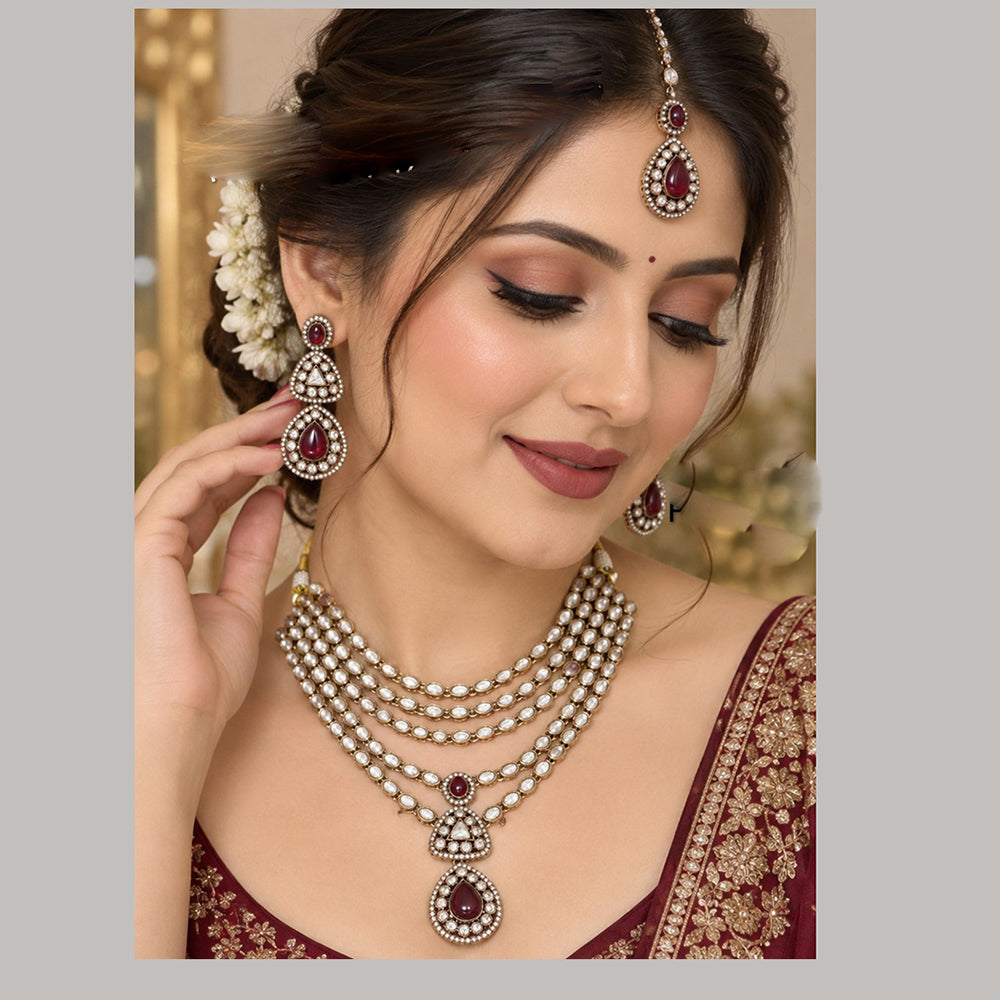 NAFJ Fashion Jewellery Kundan And Austrian Stone Necklace Set for Women
