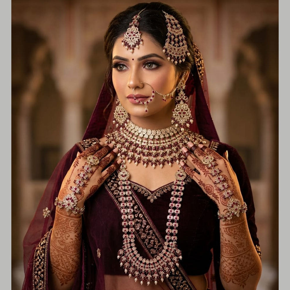 NAFJ Grand Austrian Stone And Pearl And Beads Dreamy Bridal Set