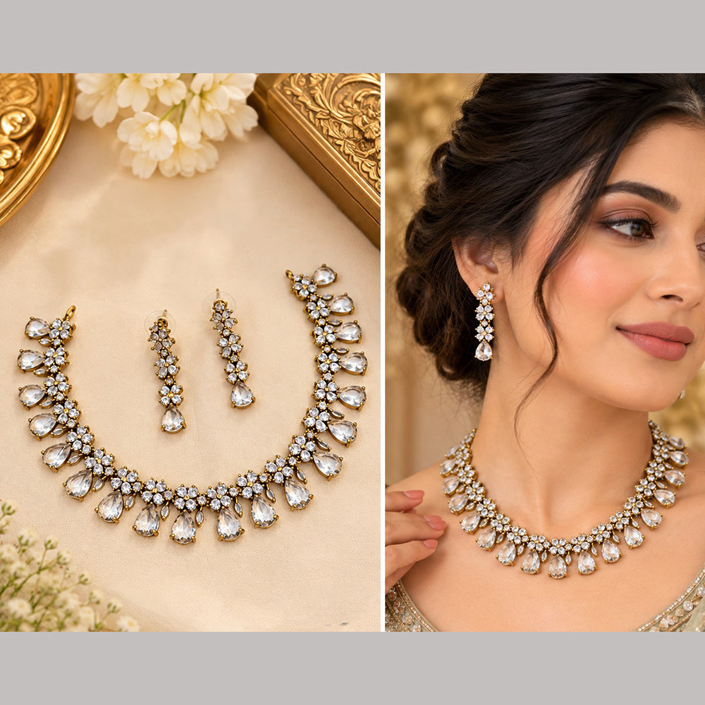 NAFJ Glamorous Crystal Stone Necklace Set
