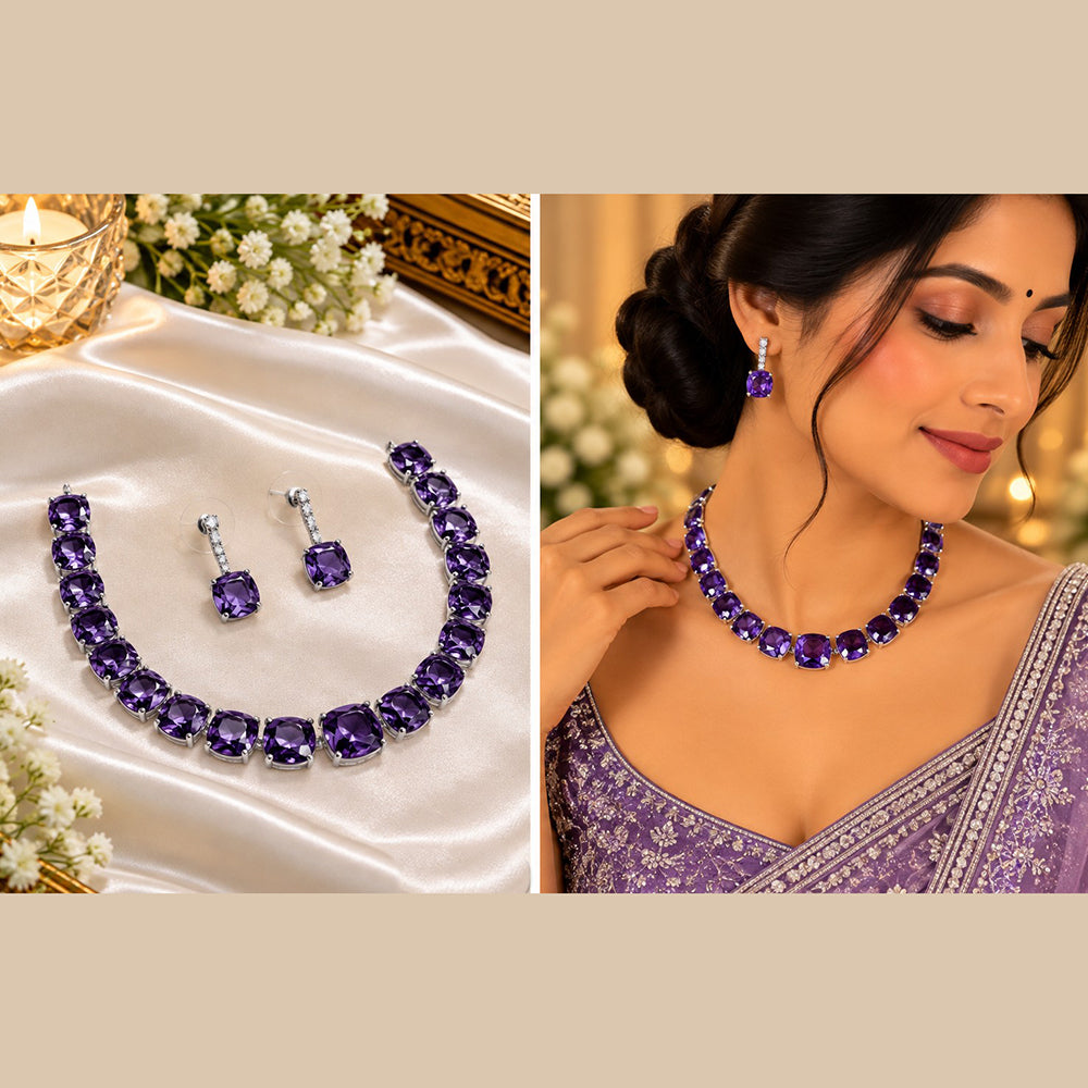 NAFJ Designer American Daimond Choker Necklace Set